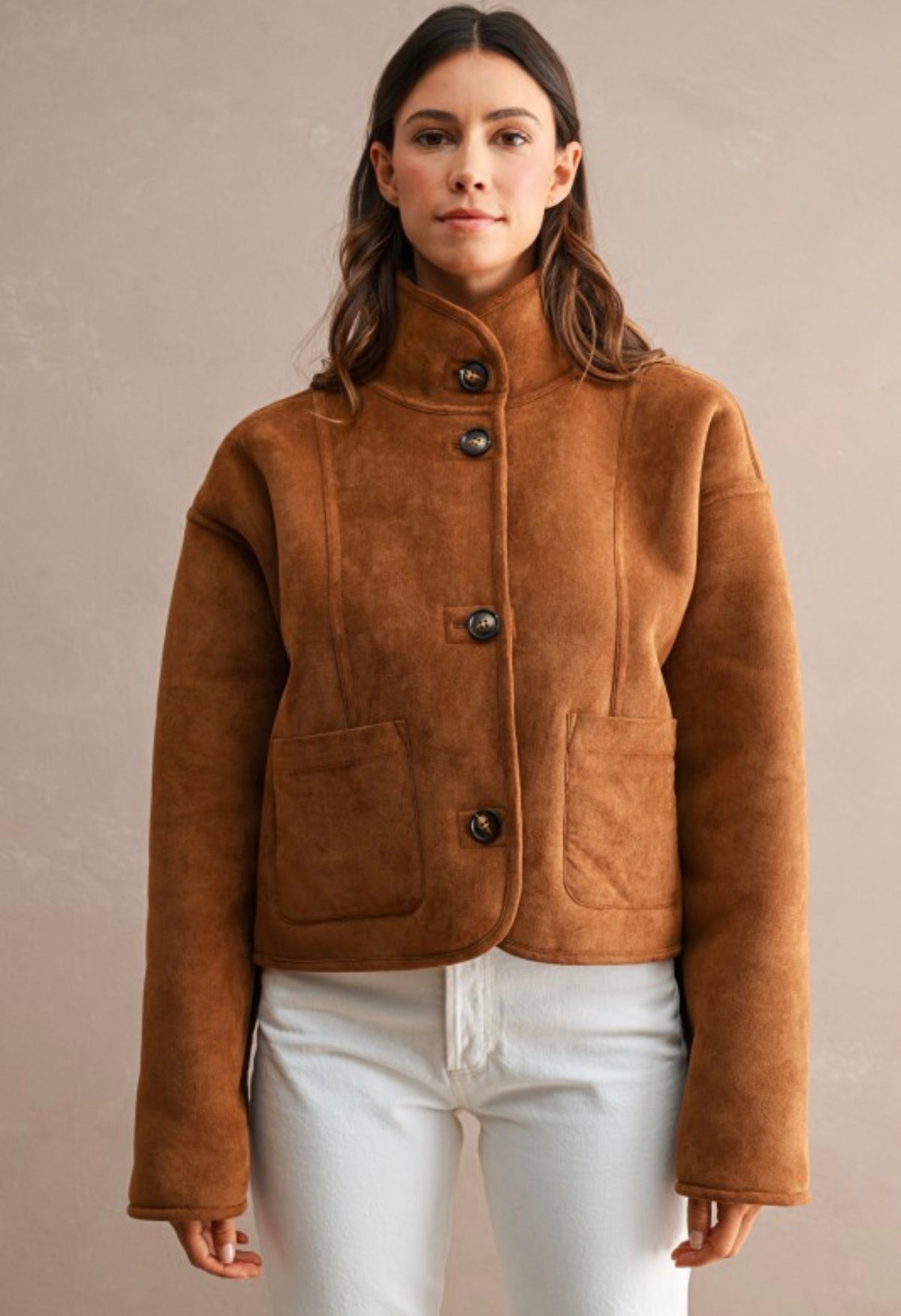 Pre Order ETA 10/08 Bottom Down Suede and Sherpa Reversible Jacket