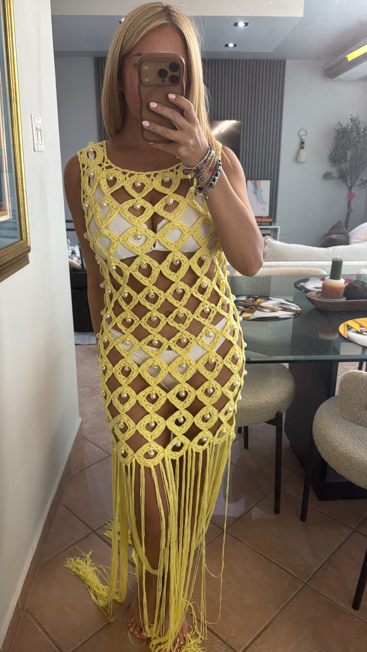 Yellow Crochet Coverup