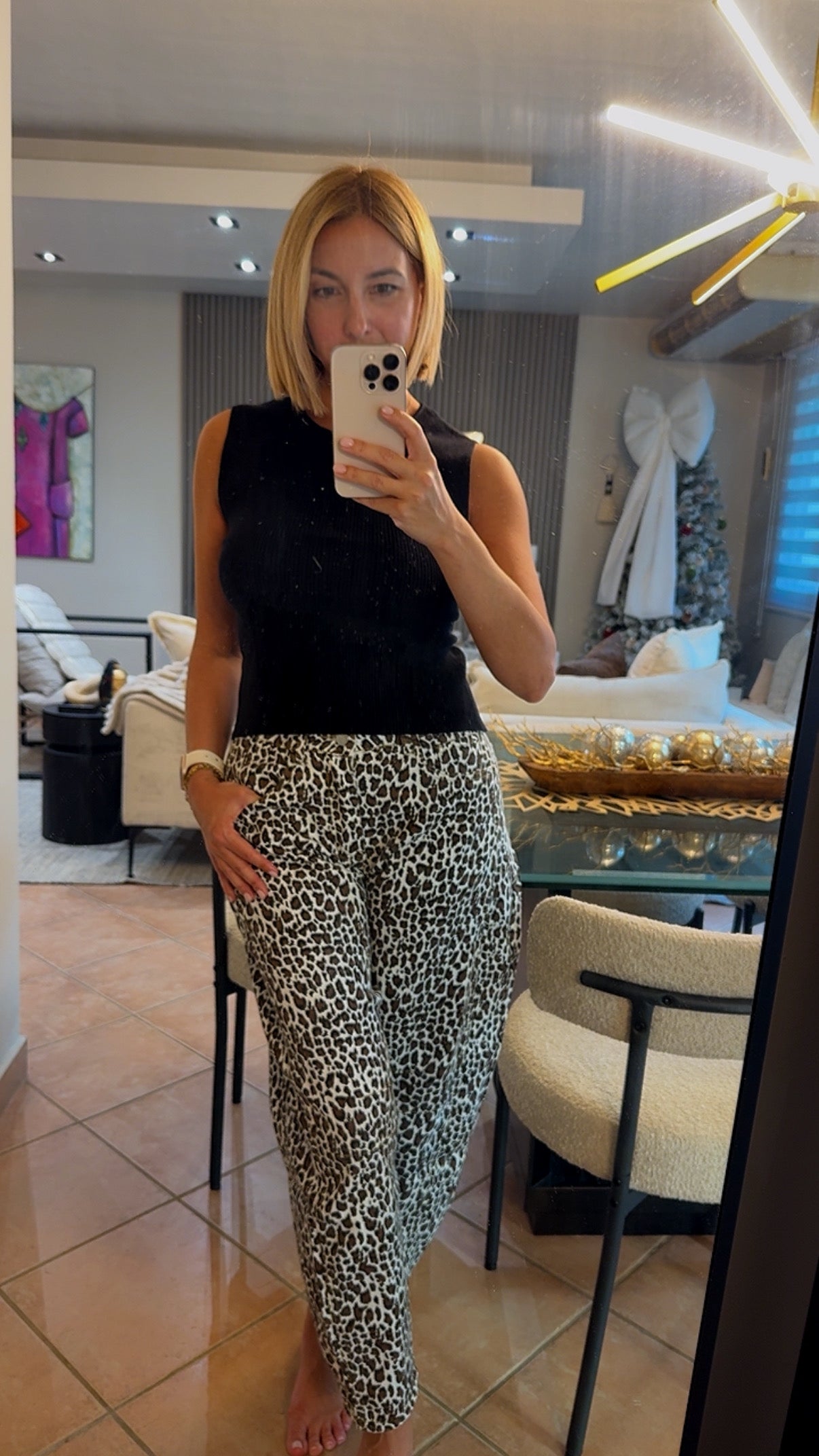 Animal Print Barrel Jeans
