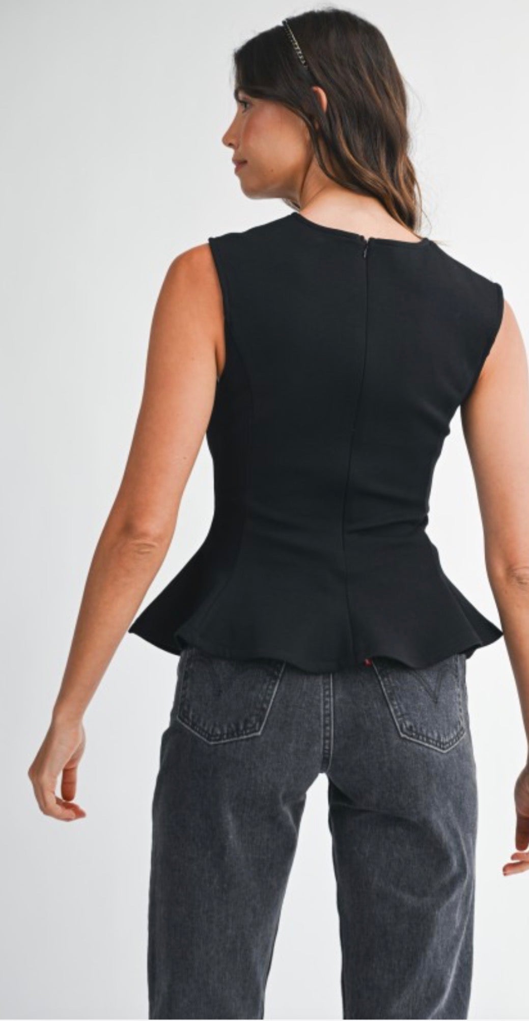Pre Order Solid V Neck Peplum Top