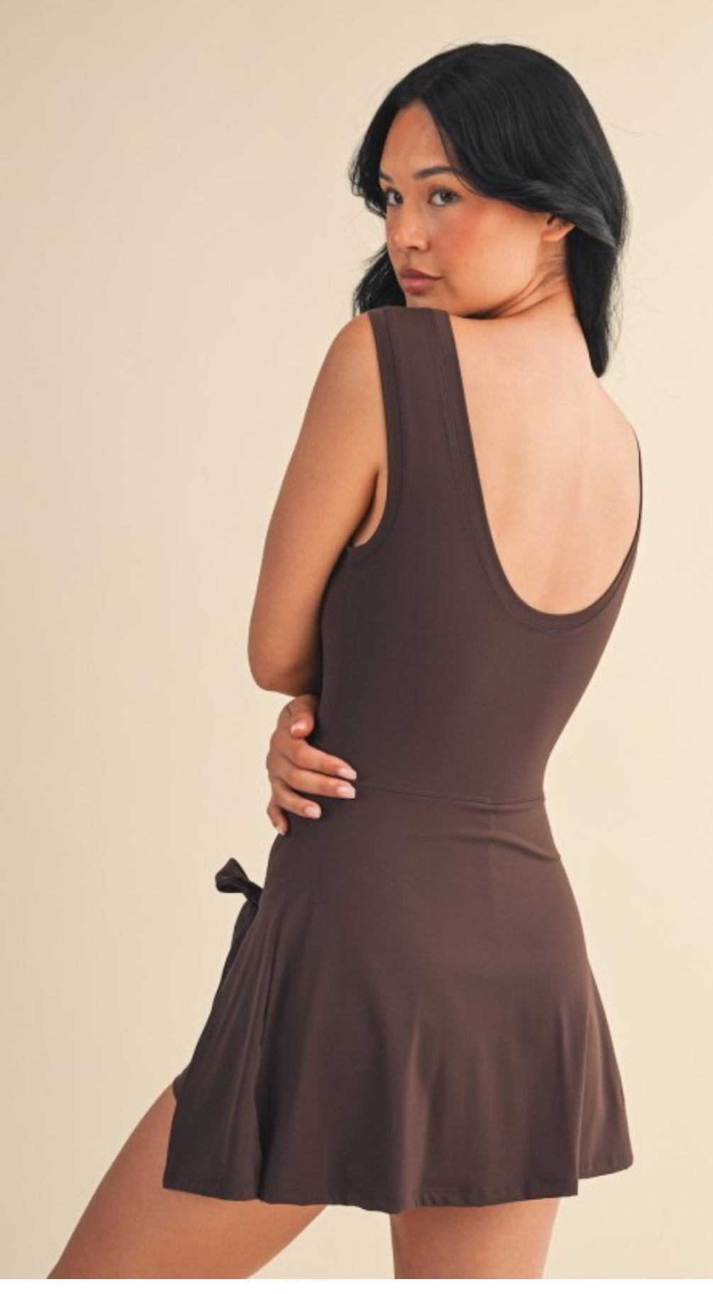 Pre-Order Brown Romper skirt dress
