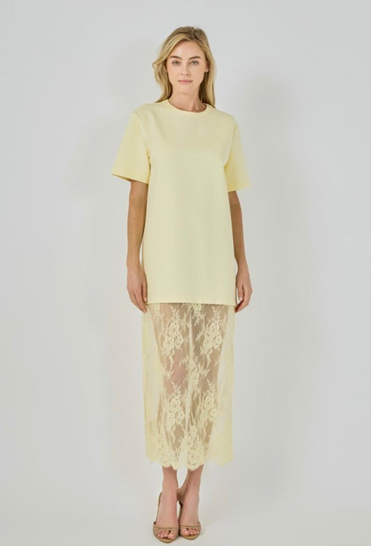 next week Butter Yellow Lace Dress