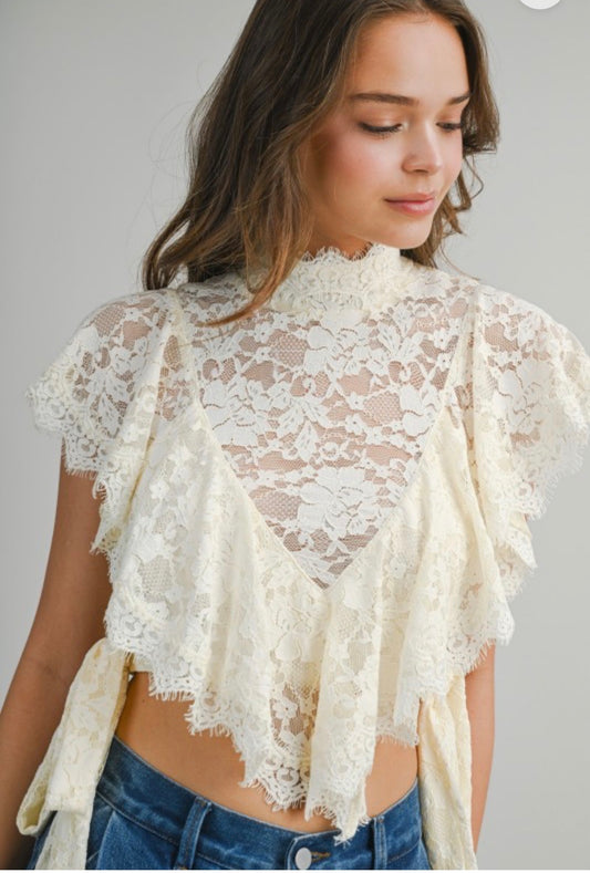 Cream Viviana Lace Top pre order july
