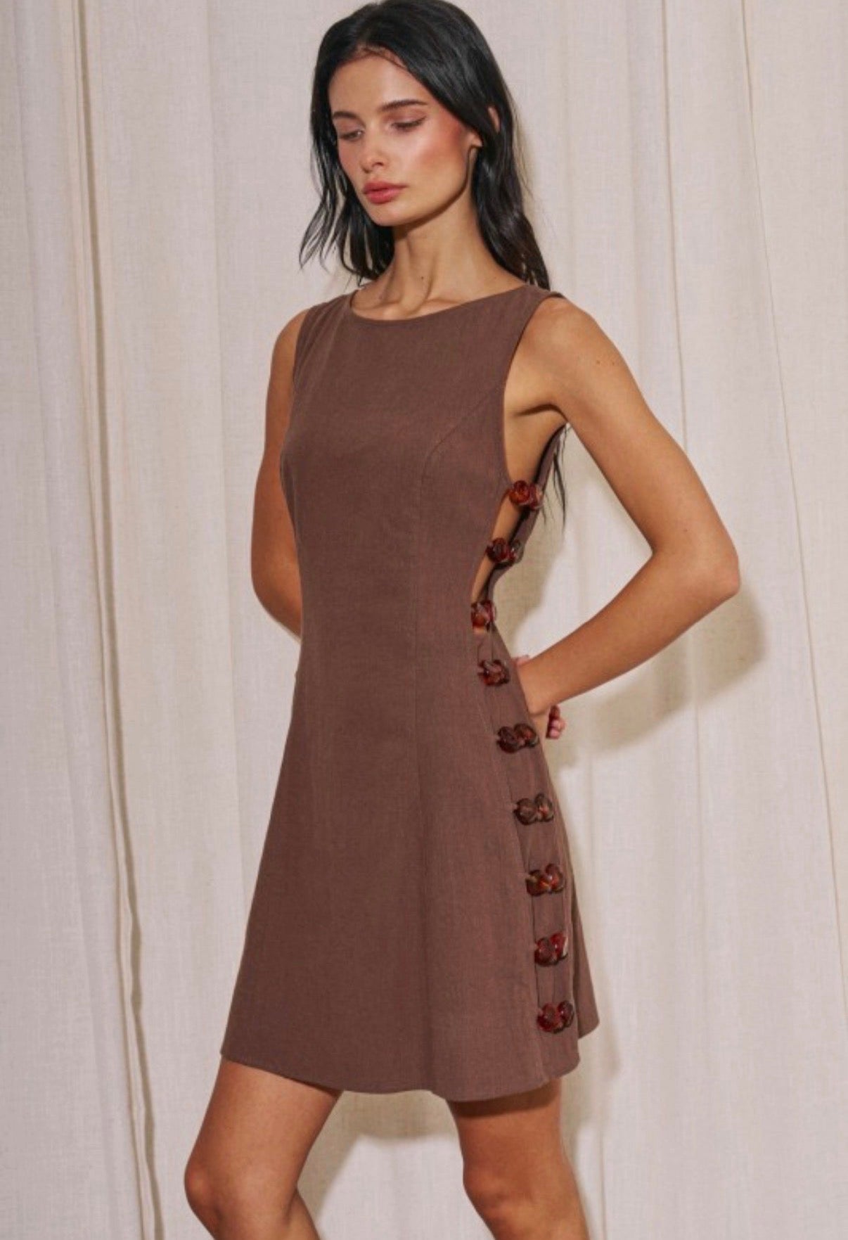 Next Week Linen Slit Dress