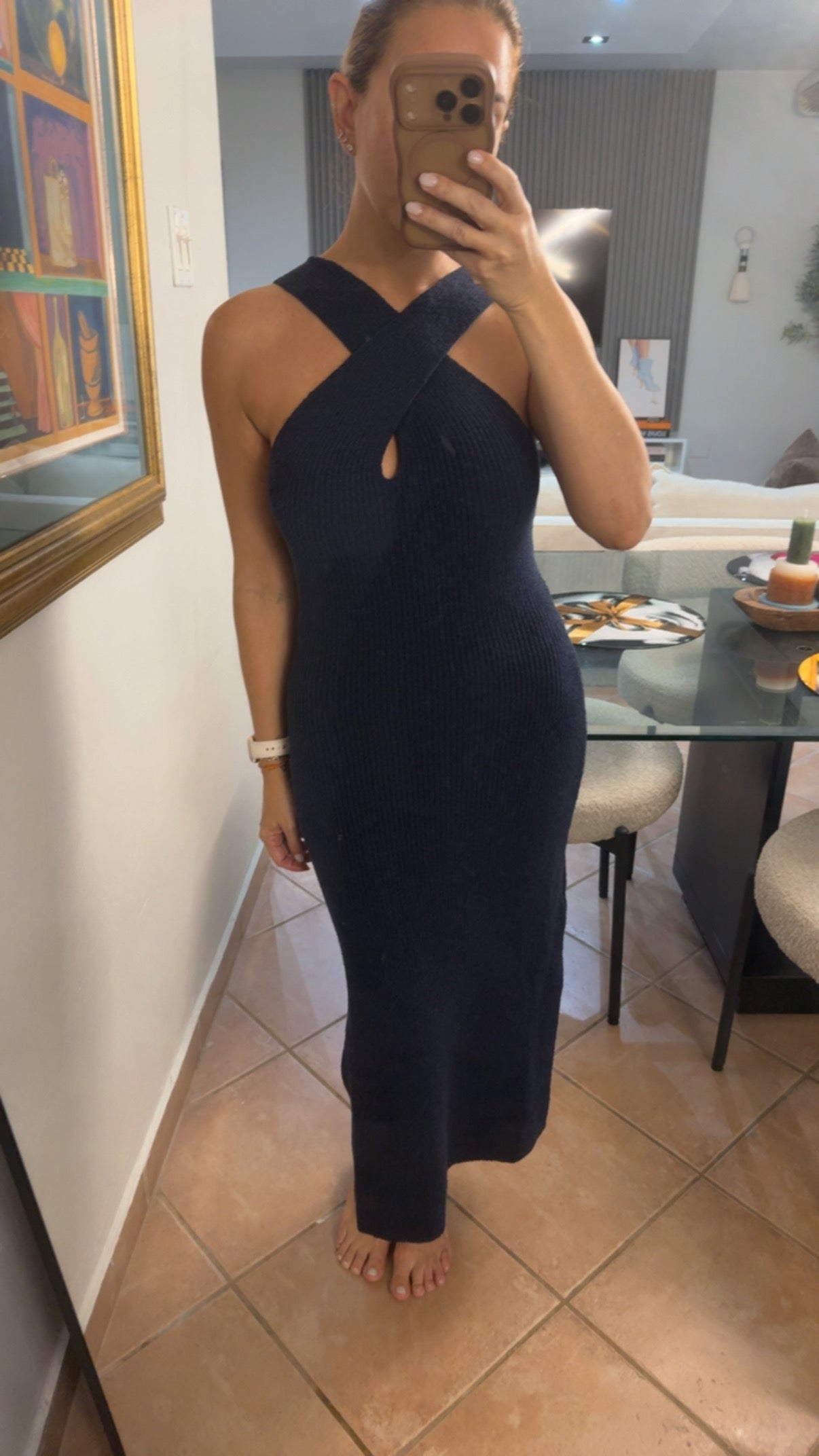 Navy Cross Halter Dress