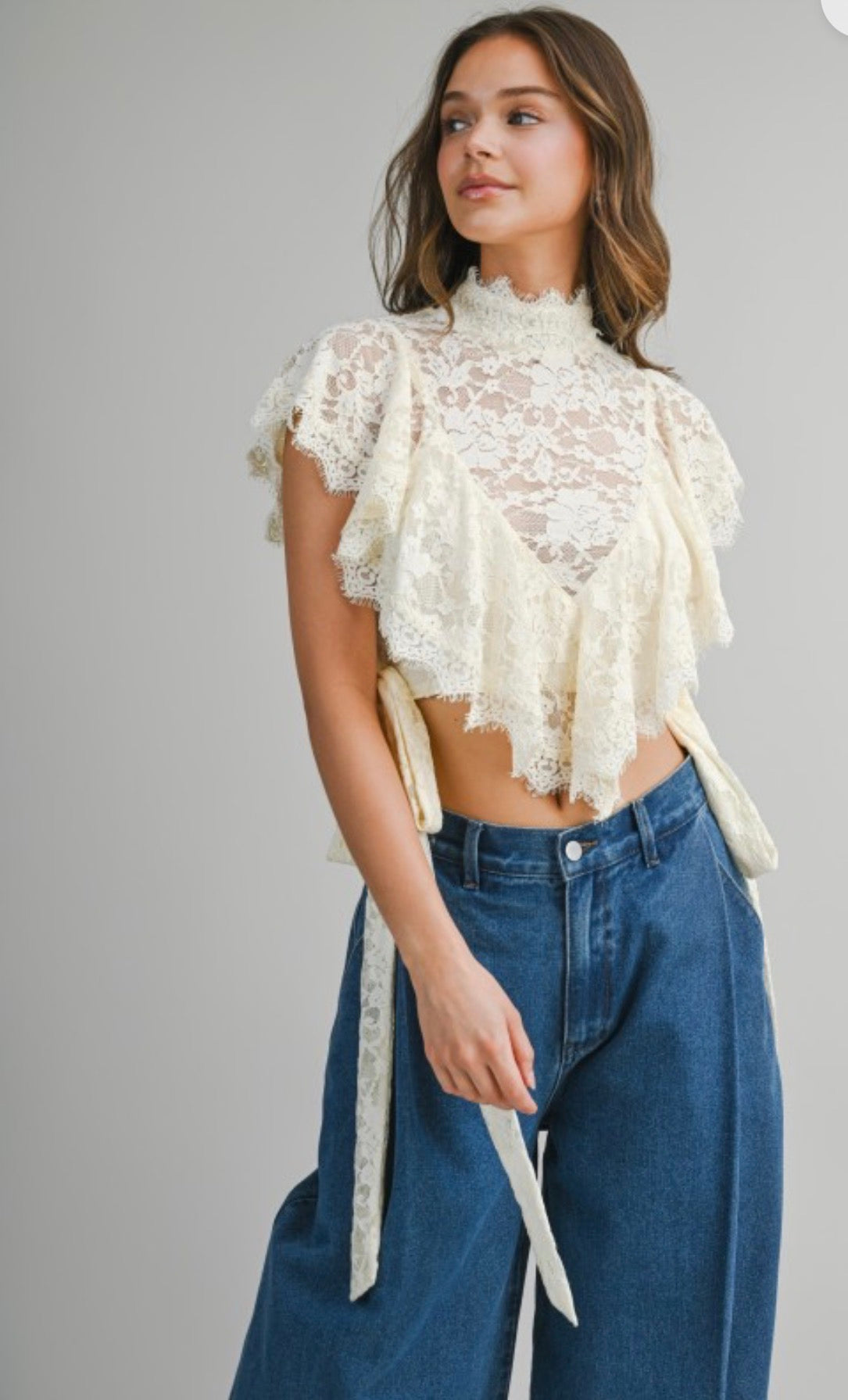Cream Viviana Lace Top pre order july