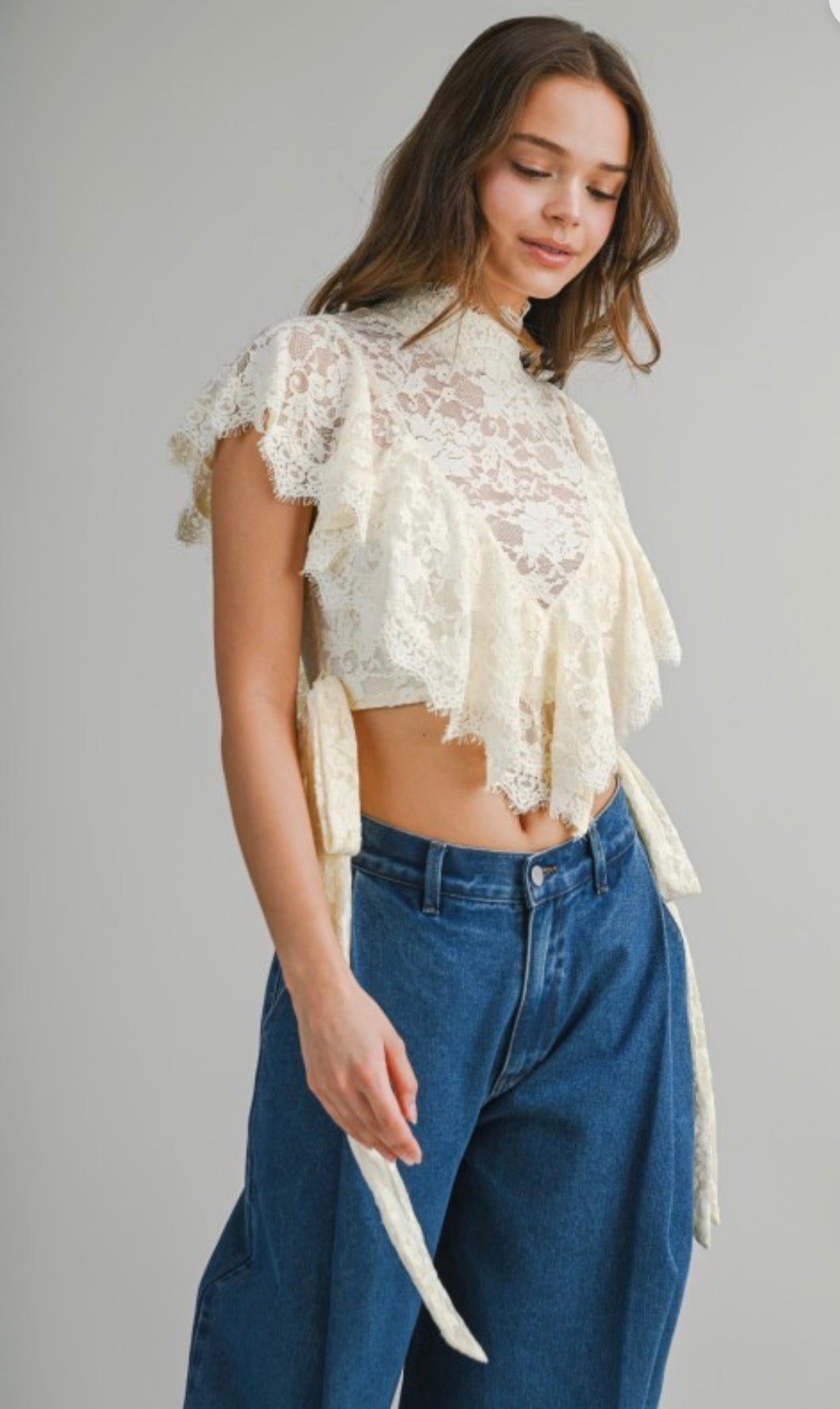 Cream Viviana Lace Top pre order july