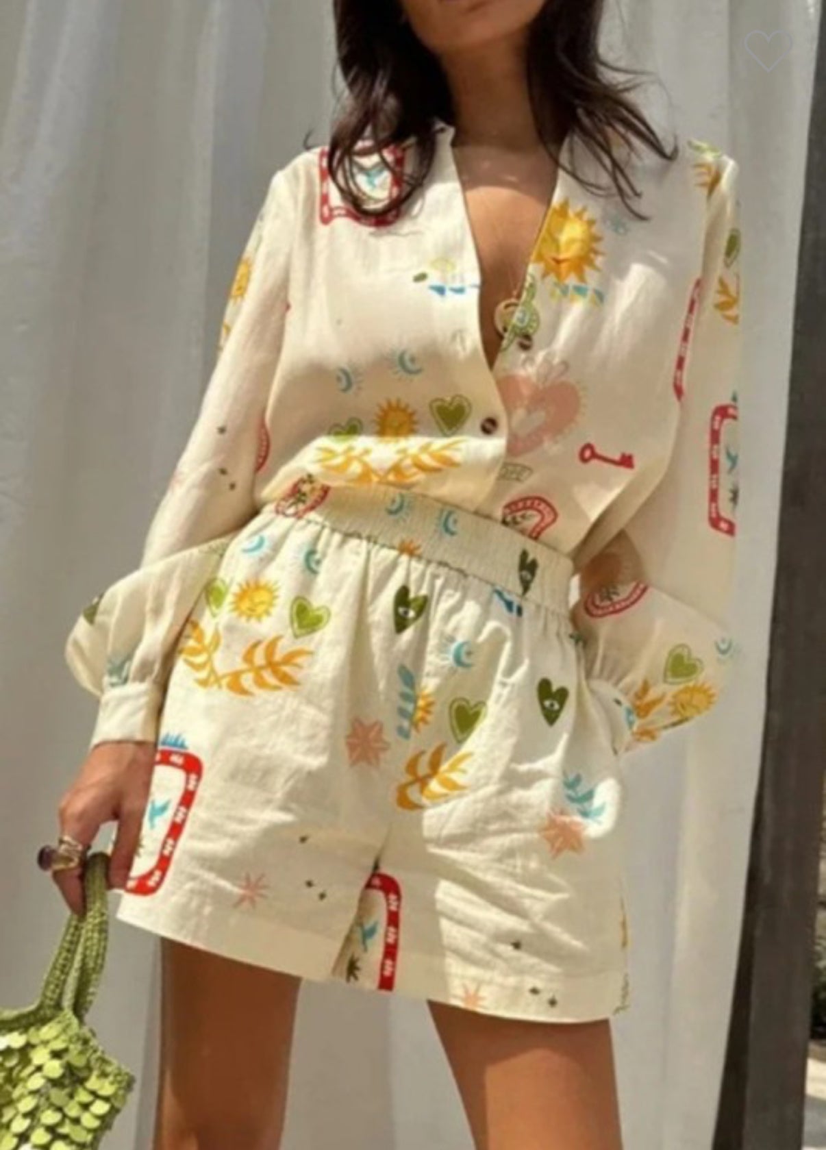 Only 1 Large left Printed long sleeve casual set