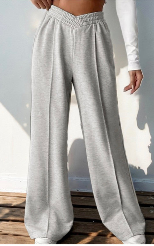 Elastic Waist Wide Leg Casual Pantalones