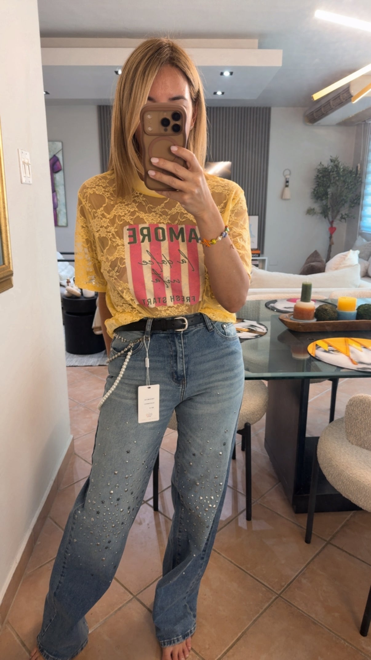 Yellow Mesh Top