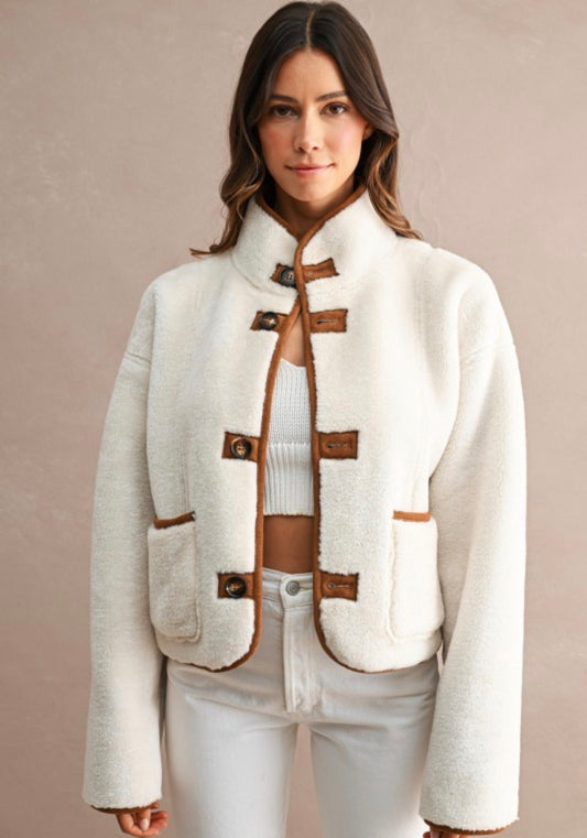Pre Order ETA 10/08 Bottom Down Suede and Sherpa Reversible Jacket