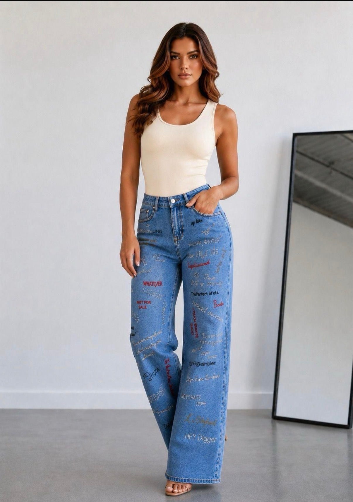 Embellish Stretchy Denim
