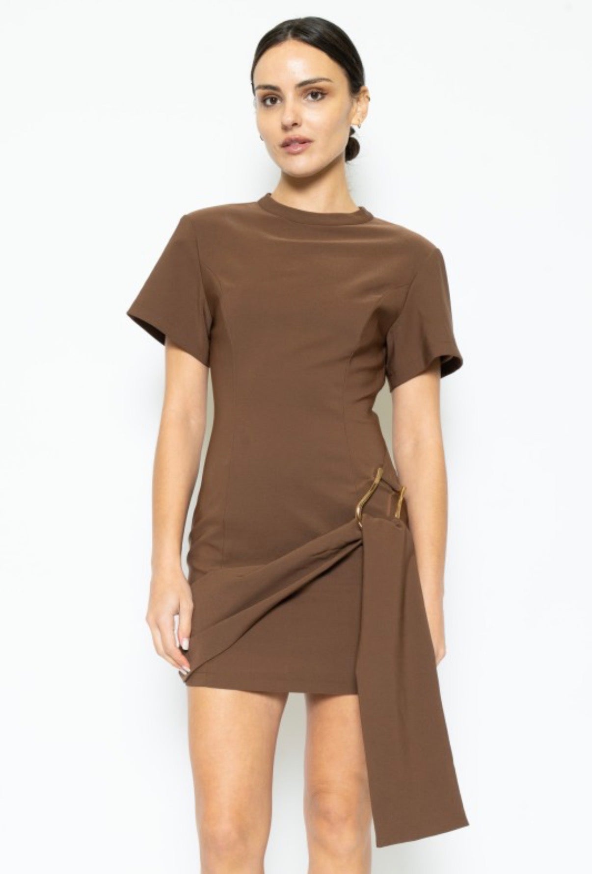 Mid August Short Sleeve Sash Mini Dress