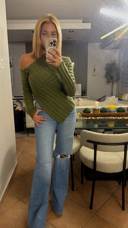 Green One Shoulder Top