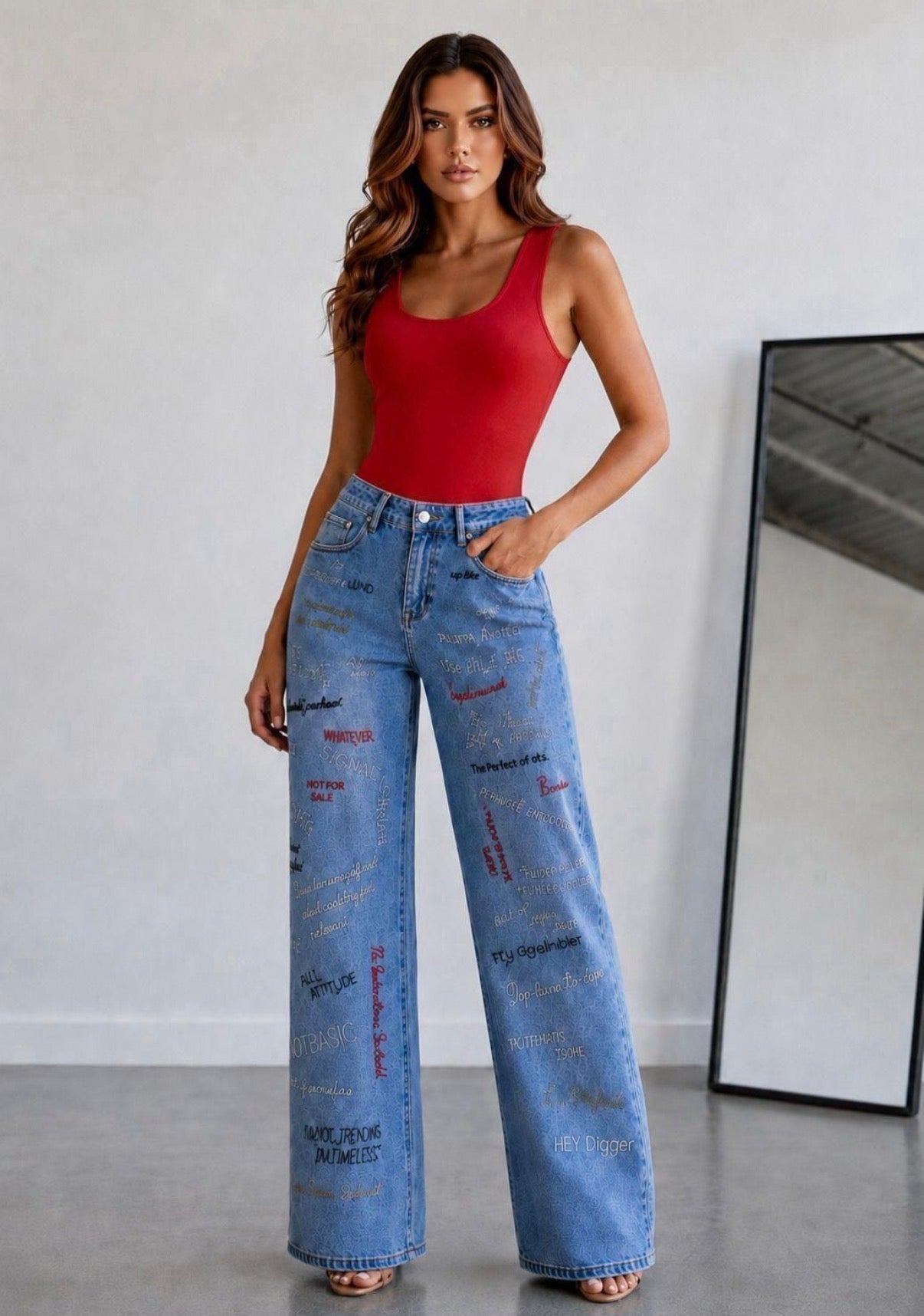 Embellish Stretchy Denim