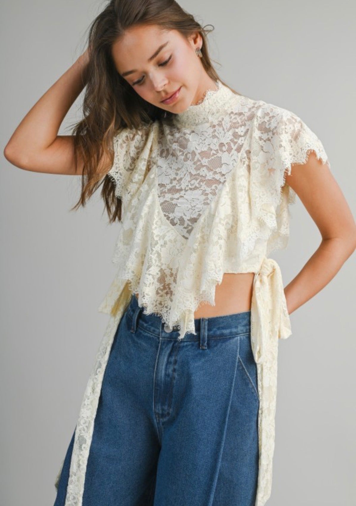 Cream Viviana Lace Top pre order july