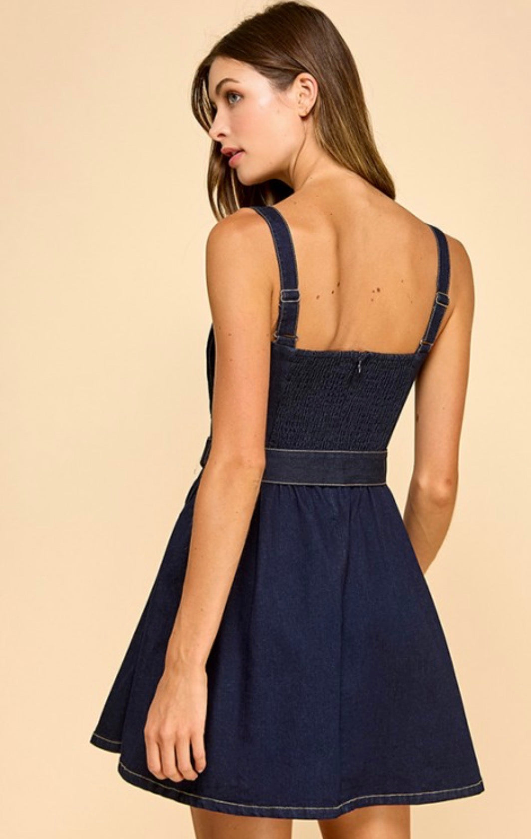 Stretchy Denim Sleeveless Mini Dress