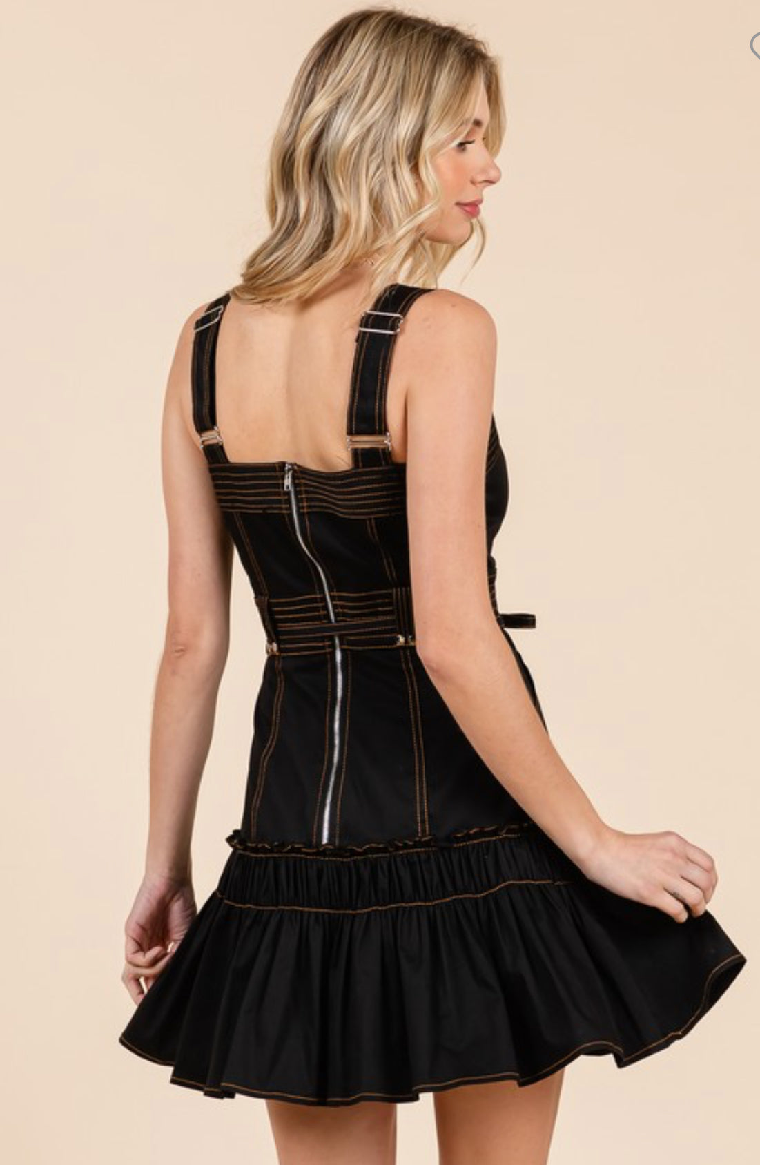Pre order Belted Ruffle Mini Dress Black