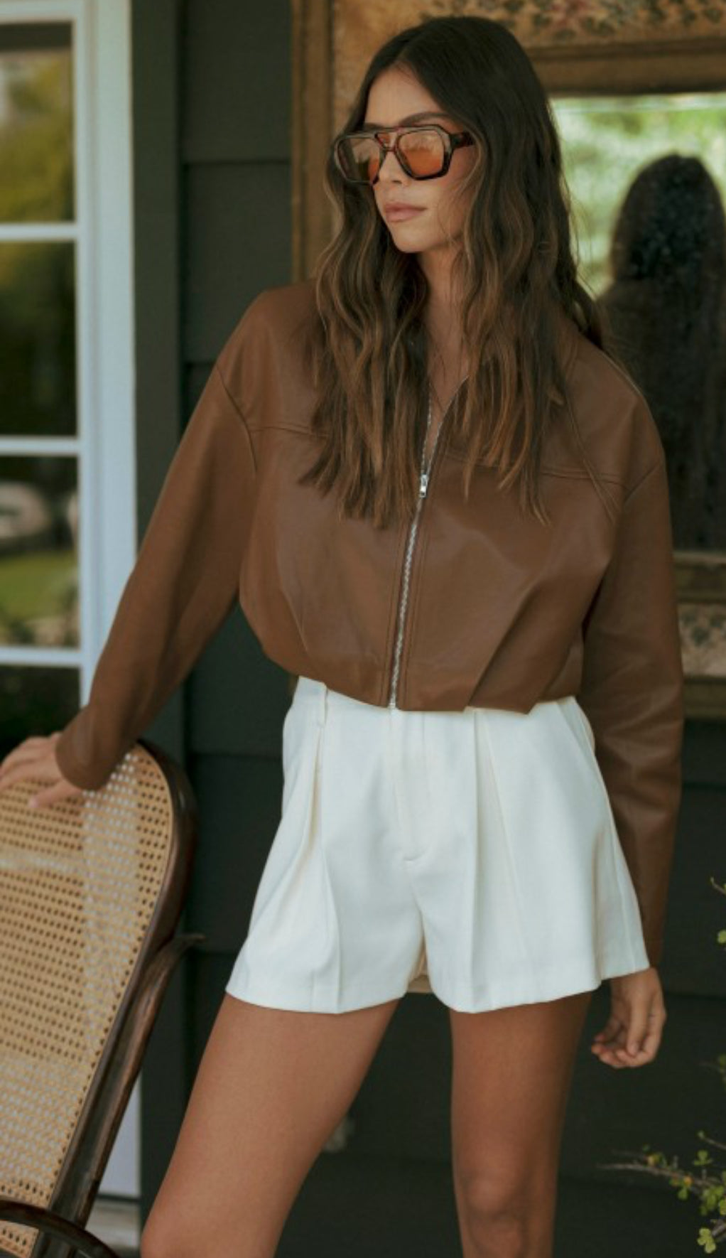 Pre Order Faux Leather Hemp Crop Jacket